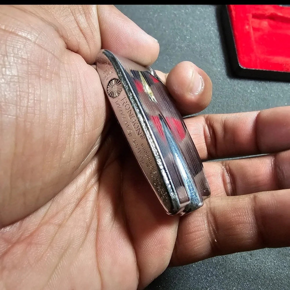 Vintage Ronson Premiere Silver Tone Gold Accent Adonis Varaflame Lighter In Case - Picture 6 of 9